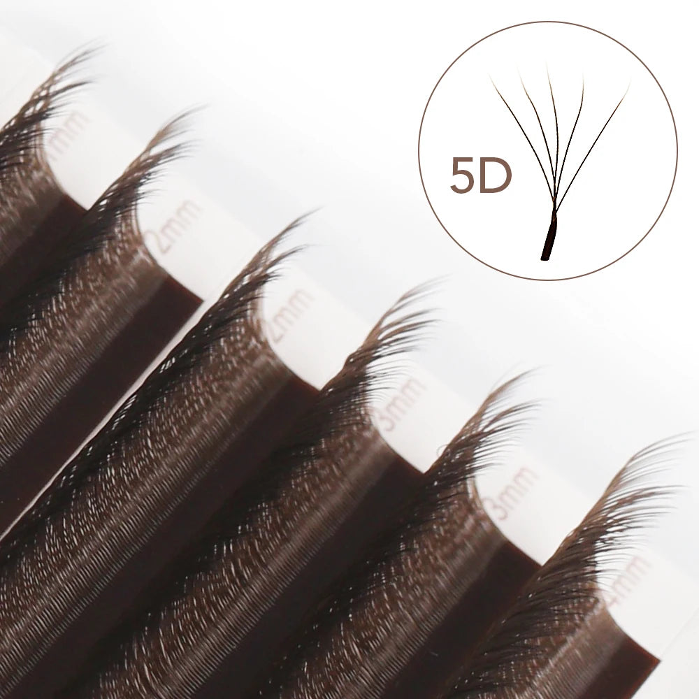 NATUHANA Brown W Lashes  Shaped Bloom 2D 3D 4D 5D Automatic Flowering Premade Fans Eyelashes Extensions