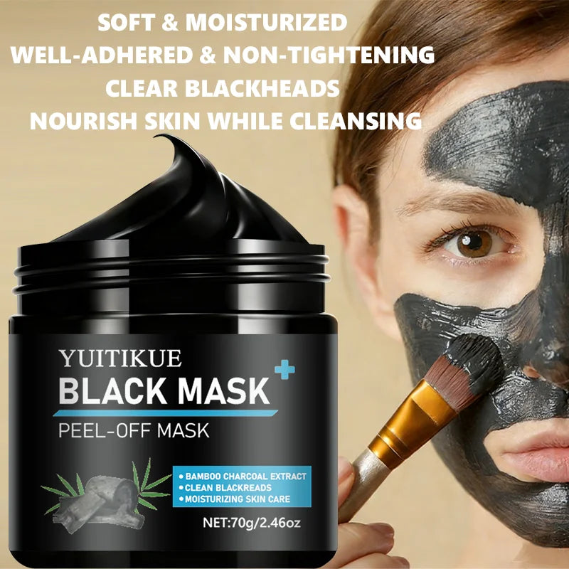 YUITIKUE Bamboo Charcoal Peel-Off Black Mask - Deep Blackhead Extraction & Pore Purifying