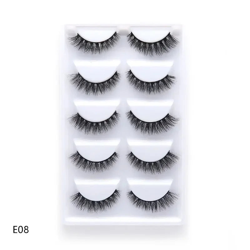 AMSNCN NEW 5Pair 100% Real 3D Mink Lashes Soft Natural False Eyelashes Makeup Long Eye Lashes Eyelash Extension CiliosH13mini