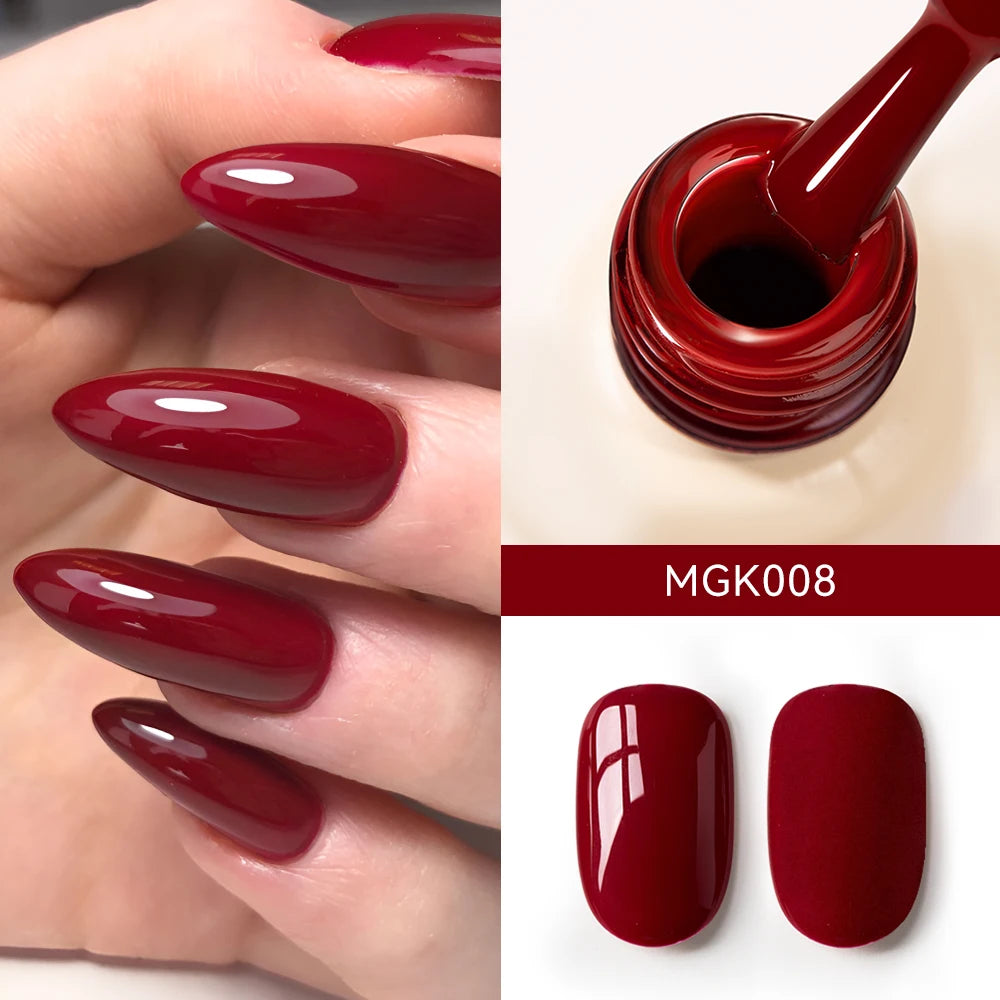 MAYCHAO Cherry Red Gel Nail Polish 12ml Glossy Semi Permanent Soak Off UV LED Frosted Gel Nails Base Painting Varnish