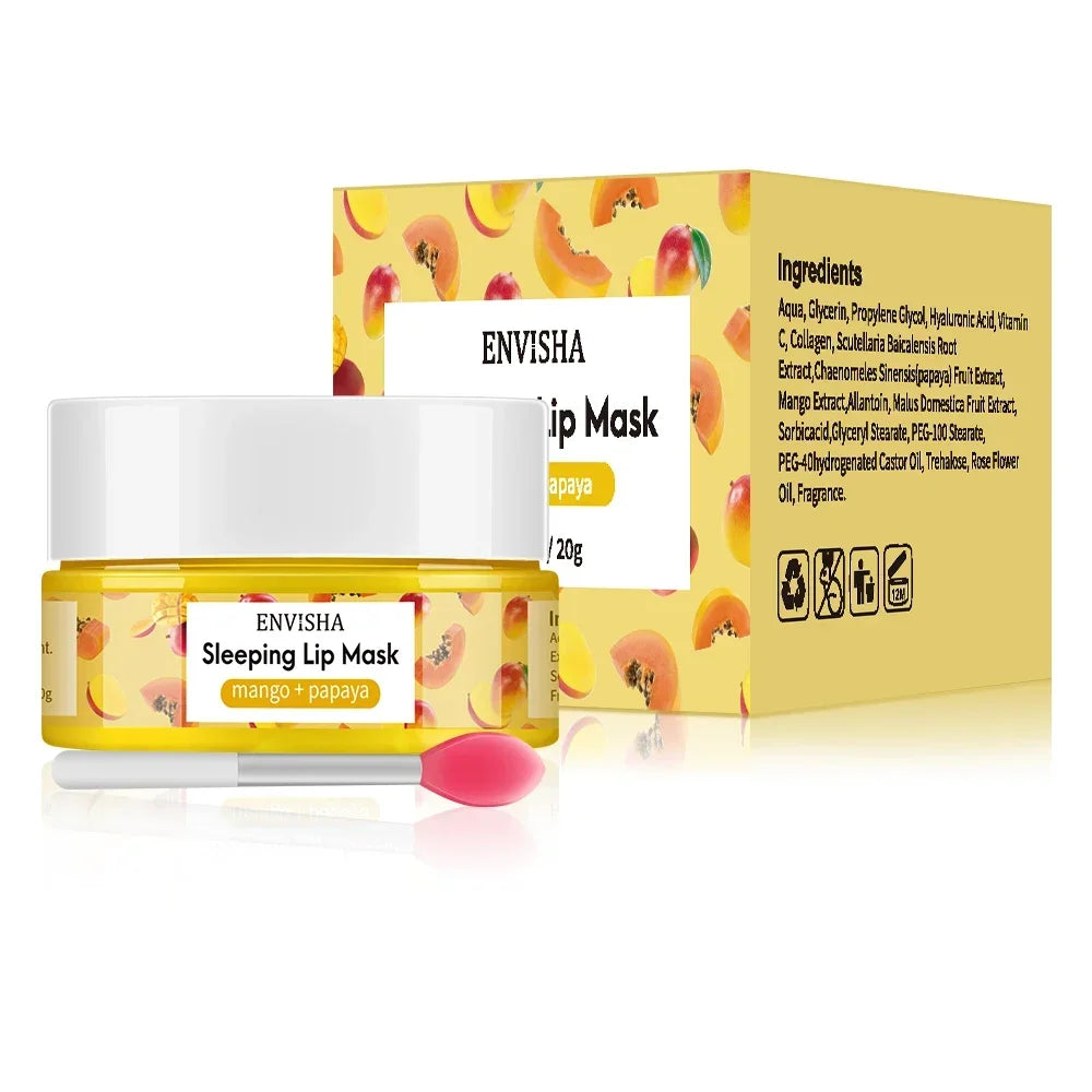 ENVISHA Coconut Lip Sleep Mask Night Sleeping Maintenance Moisturizing Fade Lines Nourishing Balm Skin Care Beauty Health 20g