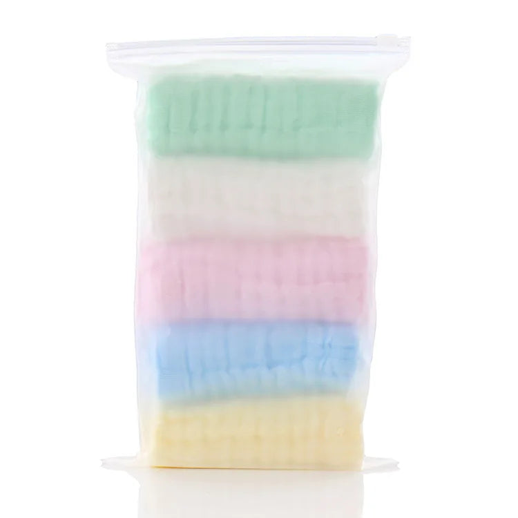 5Pcs 25x25cm Baby Towel Bath Towels Face Washcloth Muslin Squares Cotton Hand Wipe Gauze for Bathing Feeding Kids Handkerchief