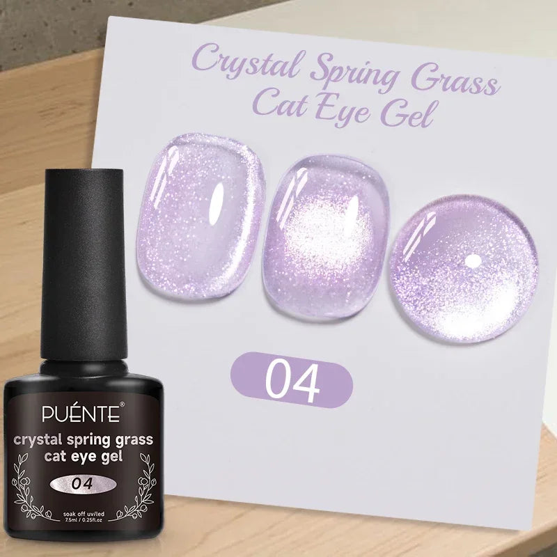 7.5ML Green Crystal Cat Magnetic Gel Nail Polish Shiny Green Glitter Cat Eye Gel For Manicure Soak Off UV Nail Art Varnish