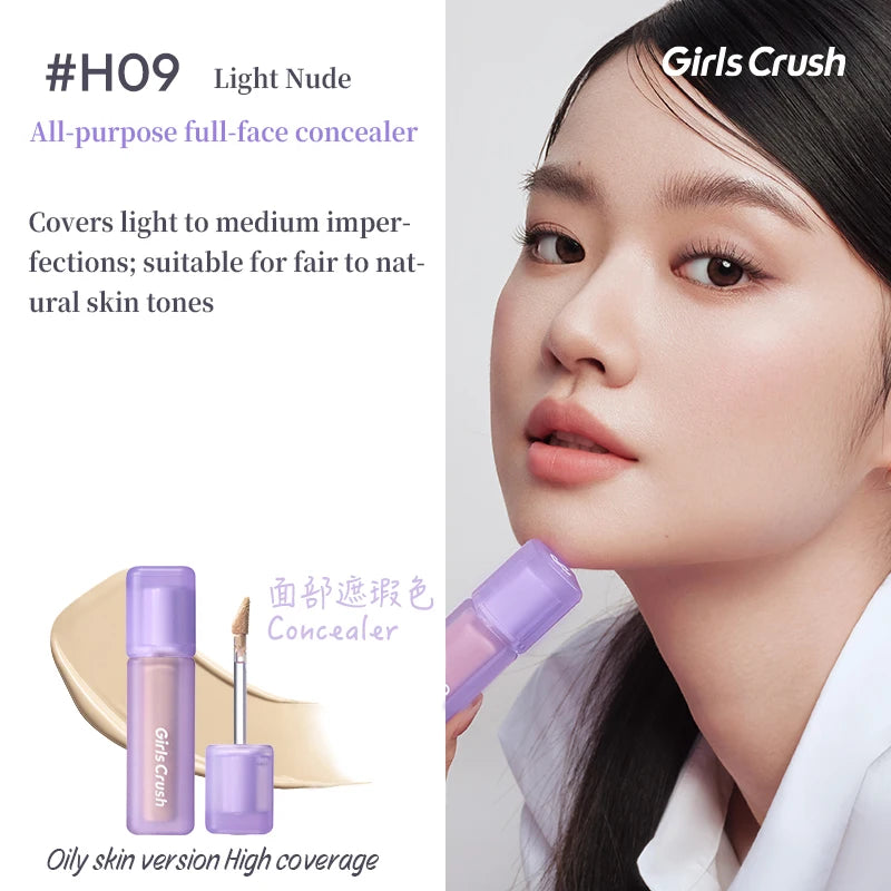 Girlscrush Liquid Concealer  Moisturizing Brightening Conceal Pore Watery Velvet Longlasting Cover Red Streaks Face Oily Skin