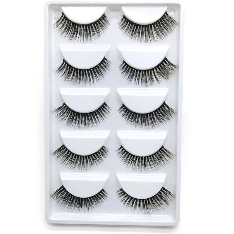 HBZGTLAD 5Pairs 3D Handmade Fake Eyelashes Natural Long Thick Daily Makeup Thick Cross Eyelashes Eye Lashes