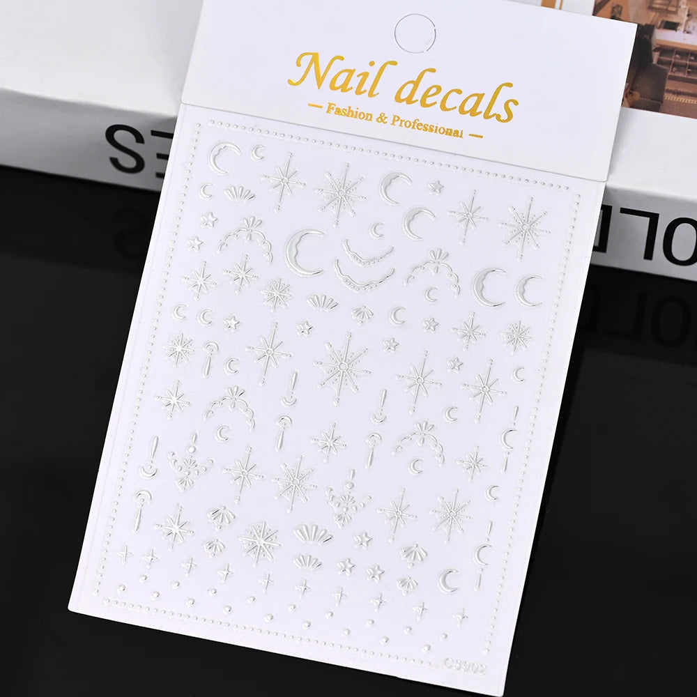 1pcs Star-Themed Nail Art Stickers 3D Self-Adhesive Plastic Decals With Glitter Finish Anime Rectangle Shape Ideal For DIY Nails