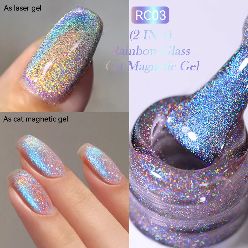 LILYCUTE 7ml 9D Black Crystal Cat Magnetic Gel Nail Polish Laser Silver Glitter Semi Permanent Manicure For Nail Art Gel Varnish