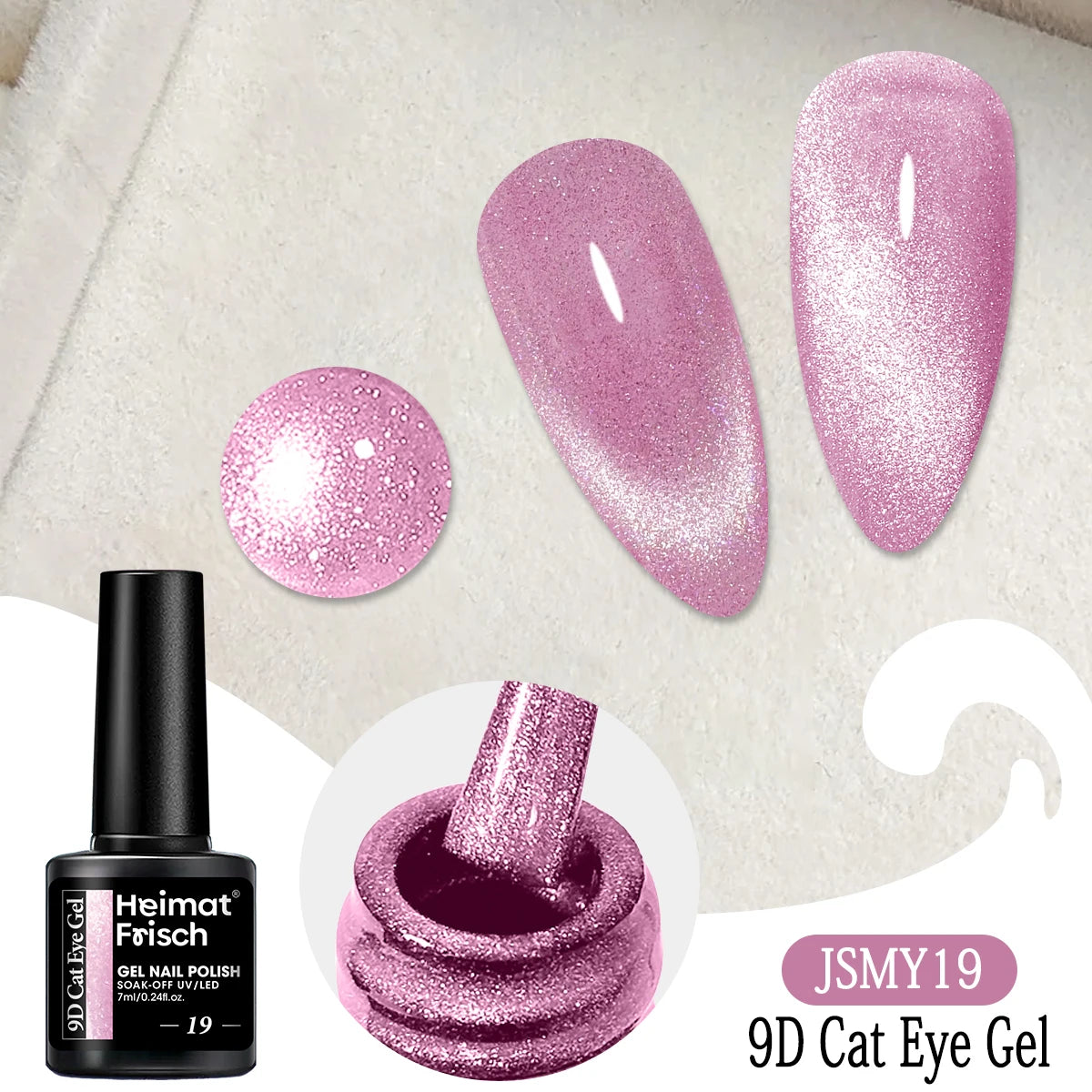 Heimat Frisch Single 0.24oz Crystal Cat Eye Gel Nail Polish - Holographic Glitter, Translucent and Magnetic Effect, Long-Lasting