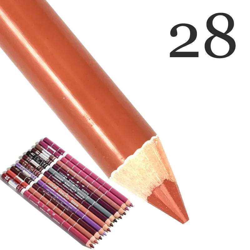 28Color Antifouling Lip Liner Professional Lipstick Pen Precise Waterproof Lip Outline Pencil Lip Makeup Lasting Eyeliner Creamy