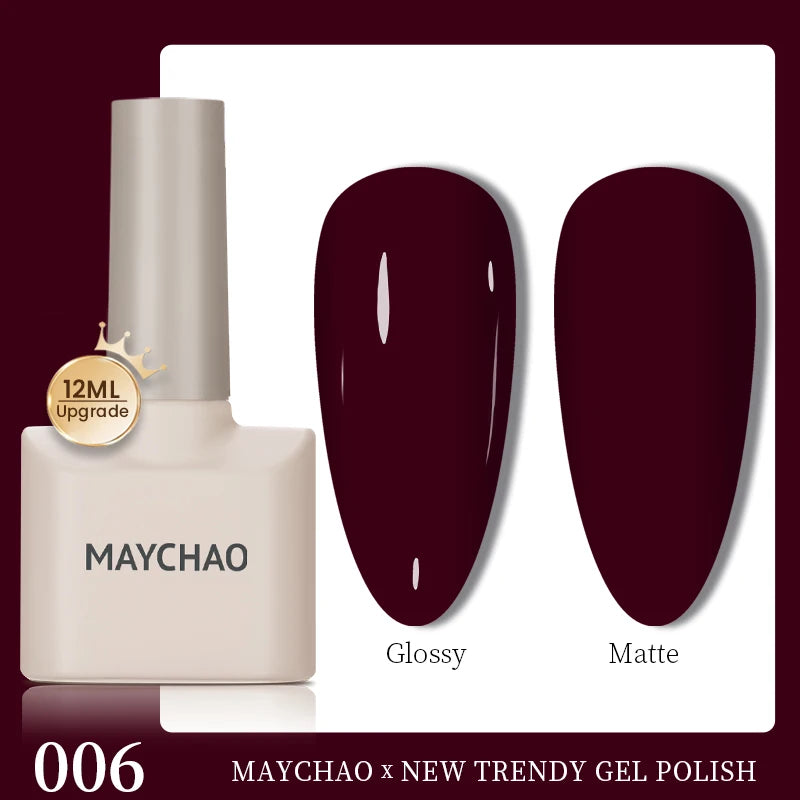 MAYCHAO 12ml Gel Nail Polish Set Professional Salon Nail Art Gels Varnish UV LED Semi Permanent Nail Lacquer Nail Supplies