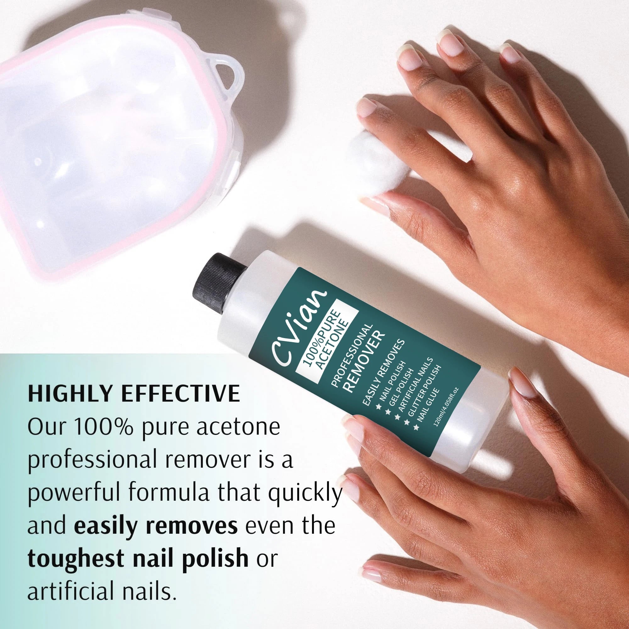 Containing 100% Acetone Nail Polish Remover, Quick Acting Formula Is Suitable for Gel, Dipping Powder and Acrylic Nail, Salon