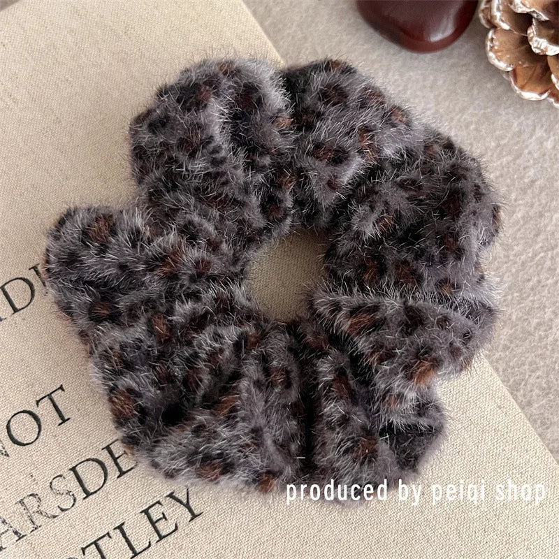 Soft Animal Leopard printing Hair Scrunchie Ponytail Loop Holder Stretchy Elastic Hair band for women Hair Accessories pj-1000