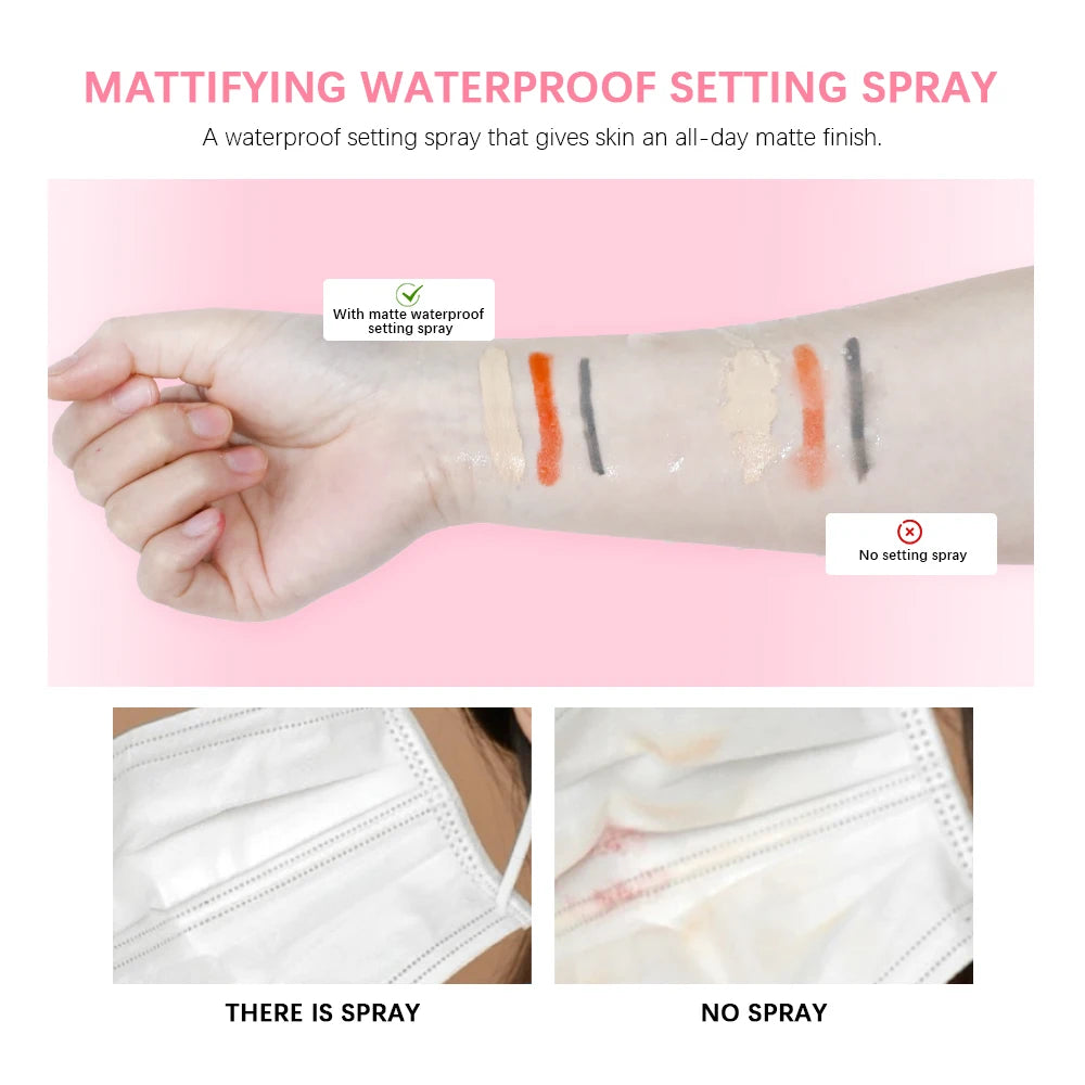 Setting Spray Lasting Waterproof Anti-Sweat Long-Lasting Oil Control Hold Makeup Fine Mattifying Setting Spray Cosmetics Face