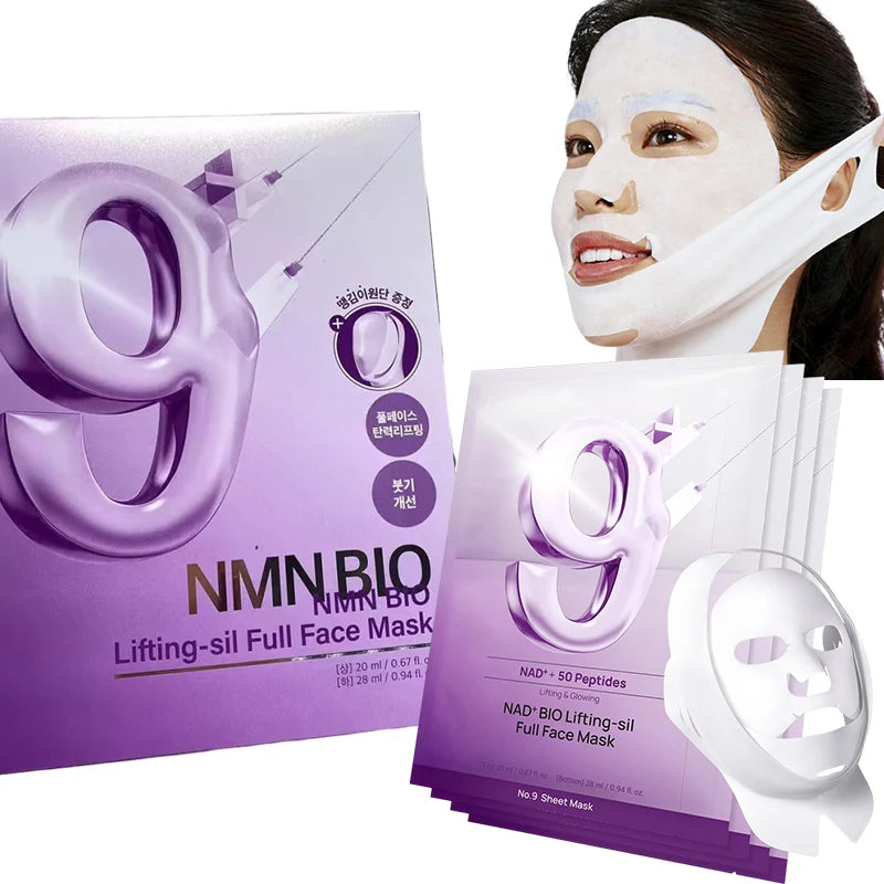 Instant Lifting Full Face Mask With Peptide Collagen Firming Mask For Smooth Defined Looking Skin 4 Sheets With Lifting Band