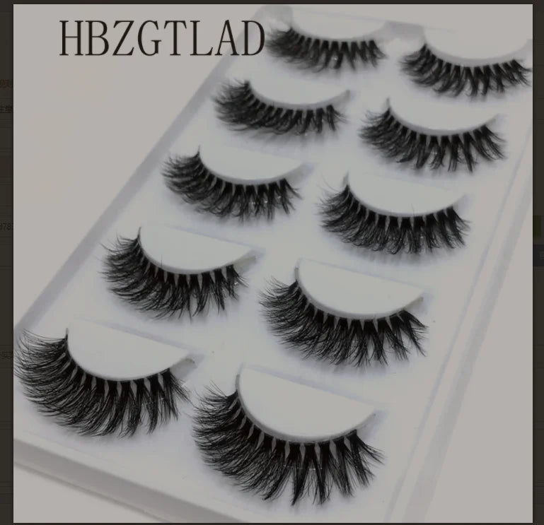 HBZGTLAD 5Pairs 3D Handmade Fake Eyelashes Natural Long Thick Daily Makeup Thick Cross Eyelashes Eye Lashes