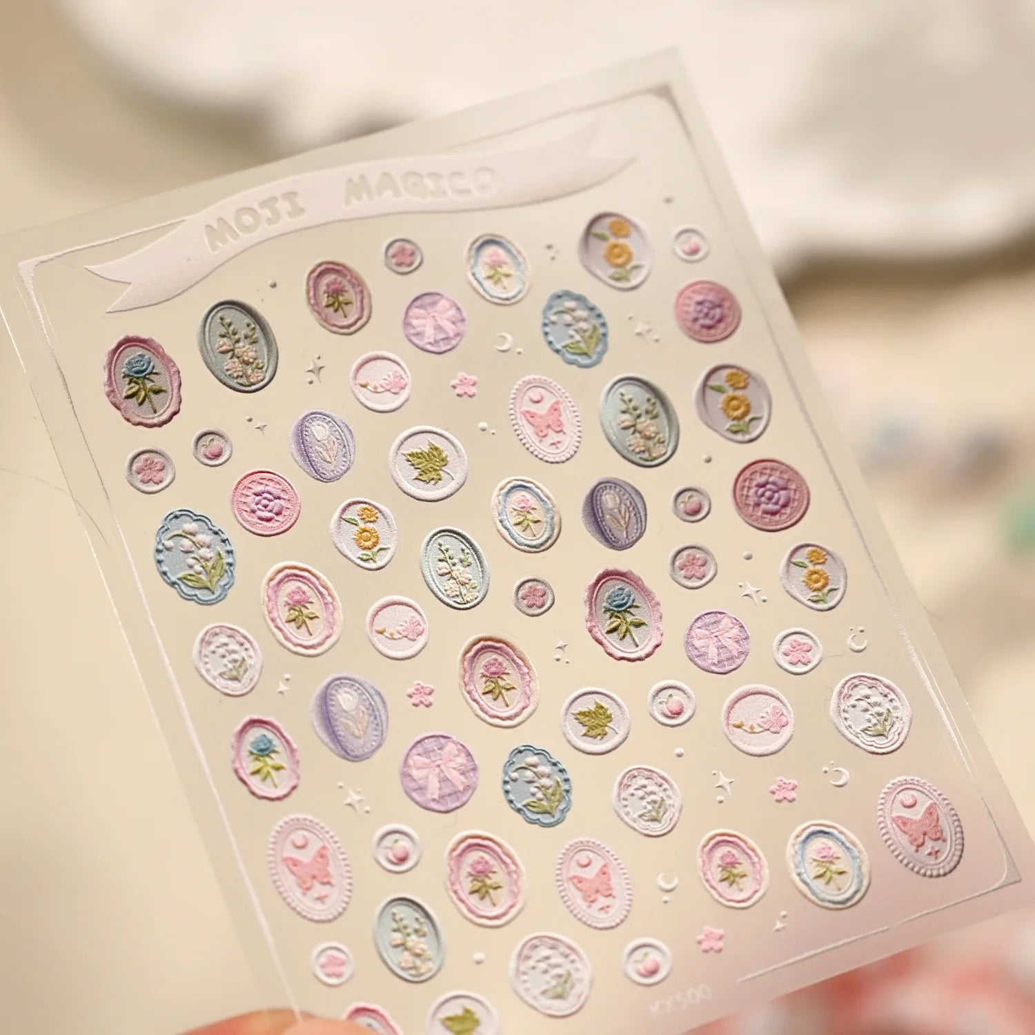 5D Black Silver Dream Thorn Clover Thorn Leaf Silver Spiral Pink Diamond Flower Silver Star Nail Art Stickers Embossed Decals