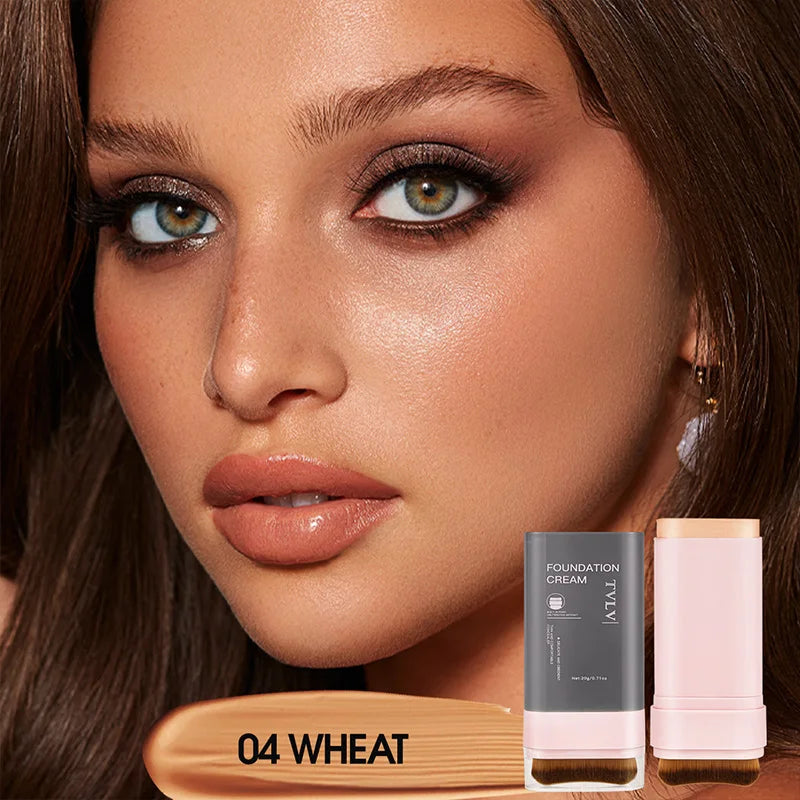 TVLV Concealing Foundation Stick: 5 Shades with Built-In Brush - Cream Finish, Lightweight and Waterproof Formula,