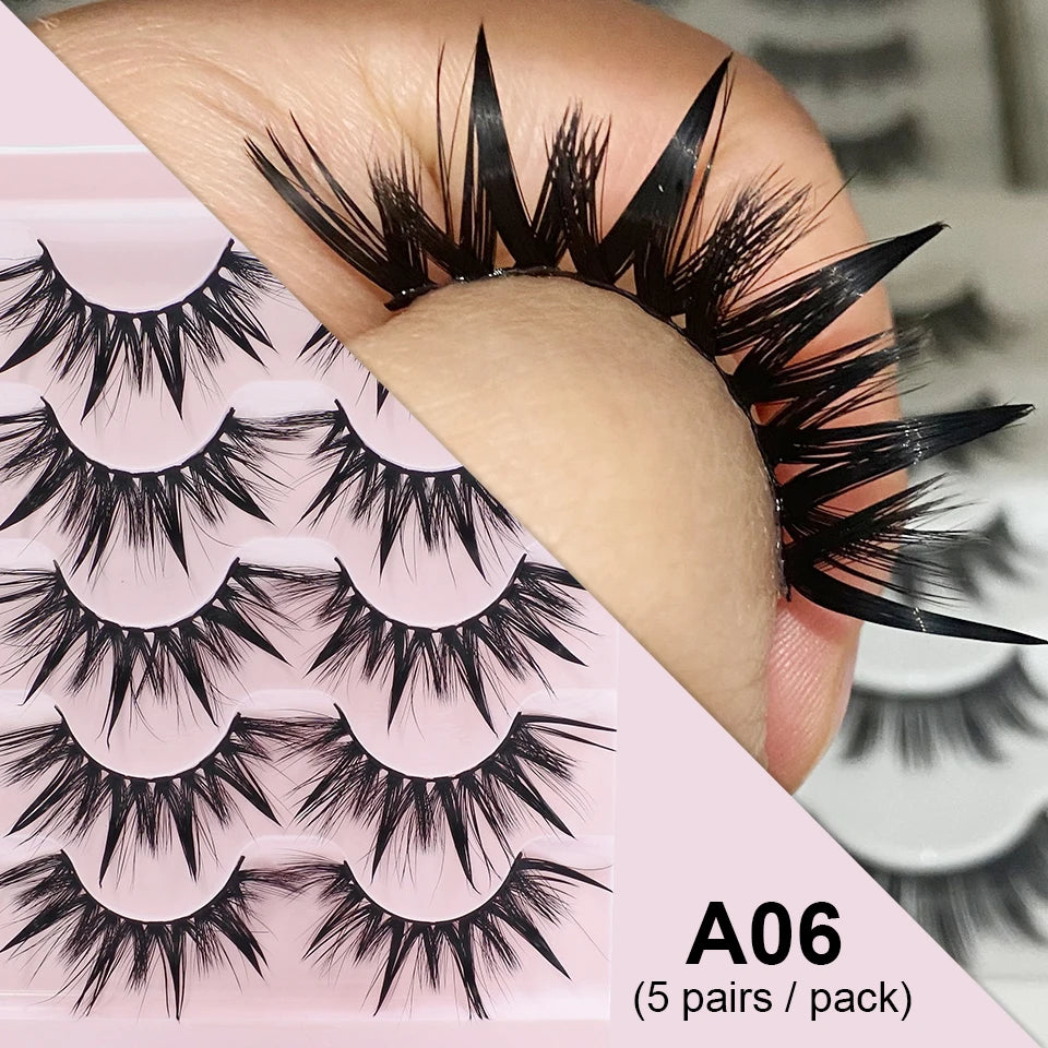RED SIREN Eyelashes Makeup 5 Pairs Soft Natural Mink Lashes Korean Fashion Manga Lashes