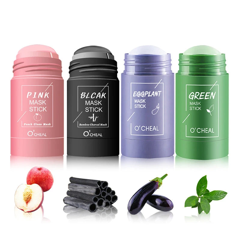 Ocheal Mask Green Tea Bamboo Charcoal Solid Facial Mask Cleansing Stick Deep Cleansing Pores, Removes Blackheads, Controls Oil, Moisturizes and Hydrates, Smear-On Mud Mask for Men and Women