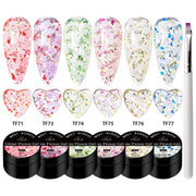 6PCS/SET Dried Flower Gel Nail Polish Set Natural Flower Fairy Nail Art Gel Soak Off UV LED Painting Varnish For Nails DIY Kit