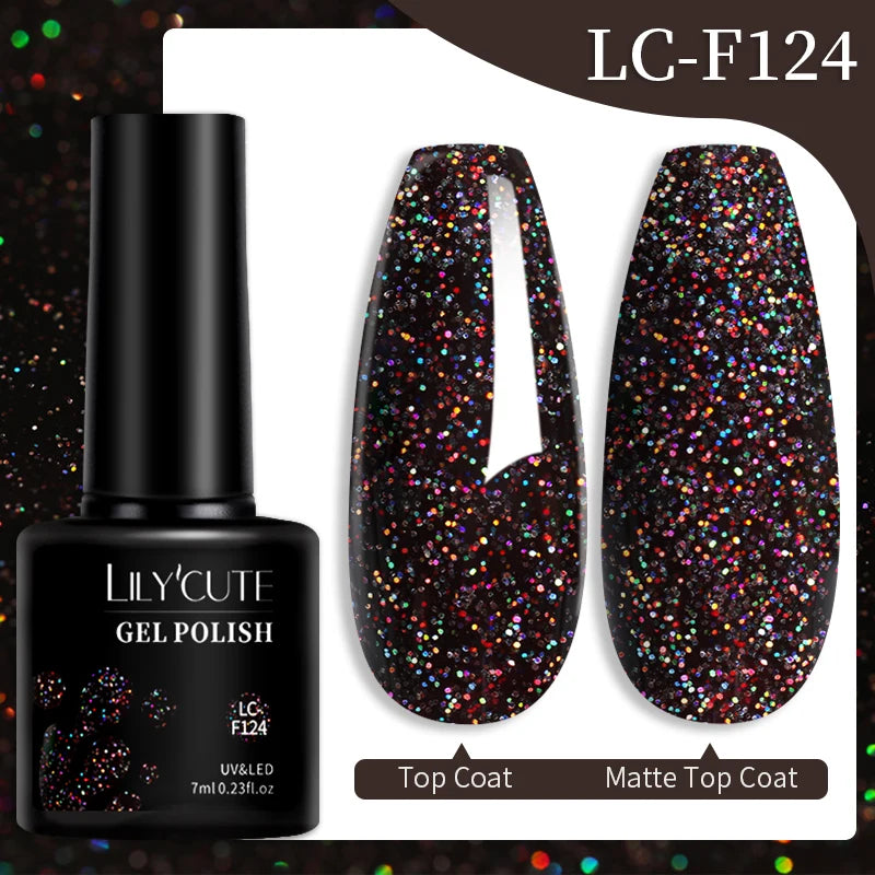 LILYCUTE 7ml Champagne Rose Gold Glitter Gel Nail Polish Colorful Sparking Long Lasting Manicure Soak Off Nails Art Gel Varnish
