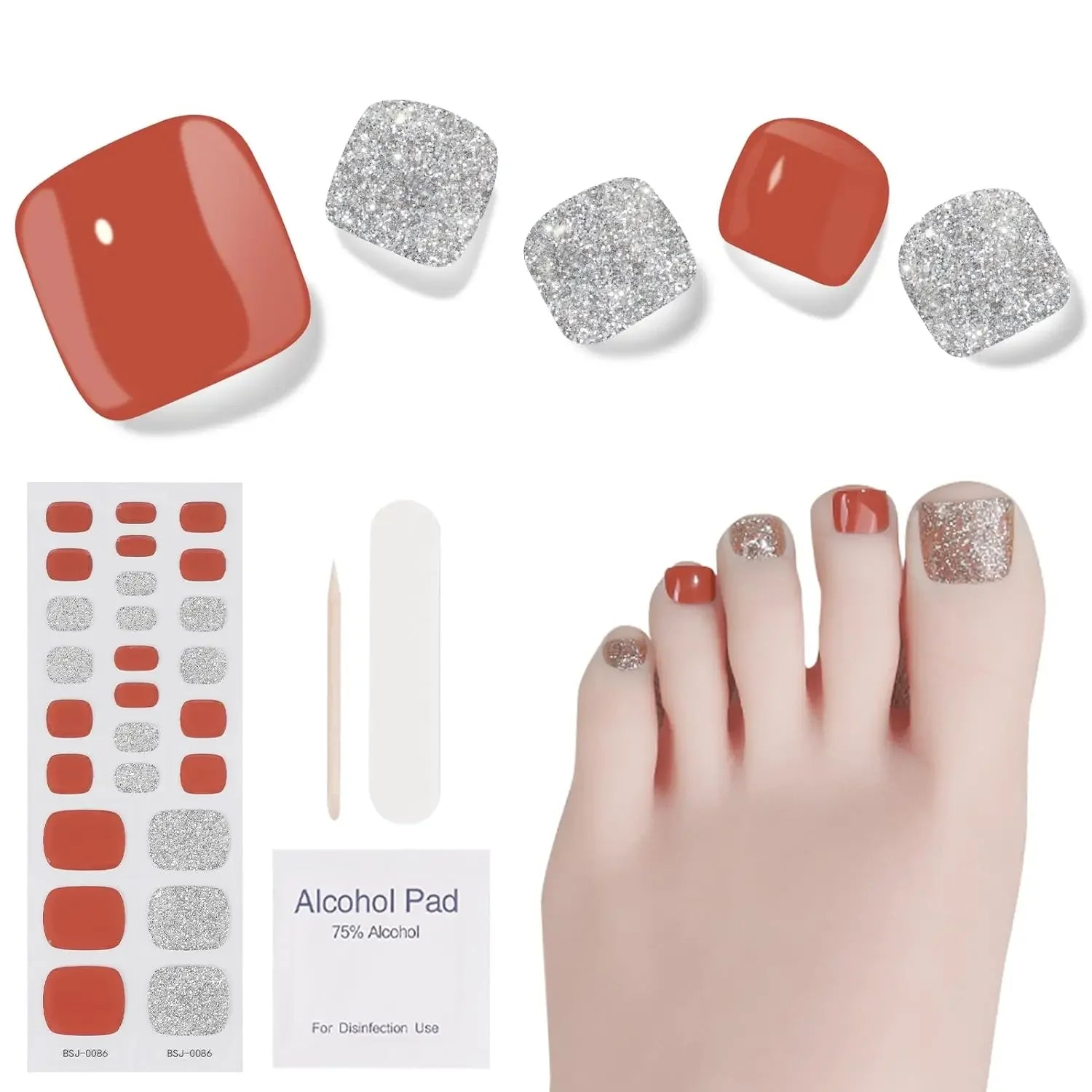 26Tips Pure Toe Gel Nail Sticker Hardens with UV Lamp Curing Waterproof Phototherapy Oil Gel Foil Nail Art Decorations