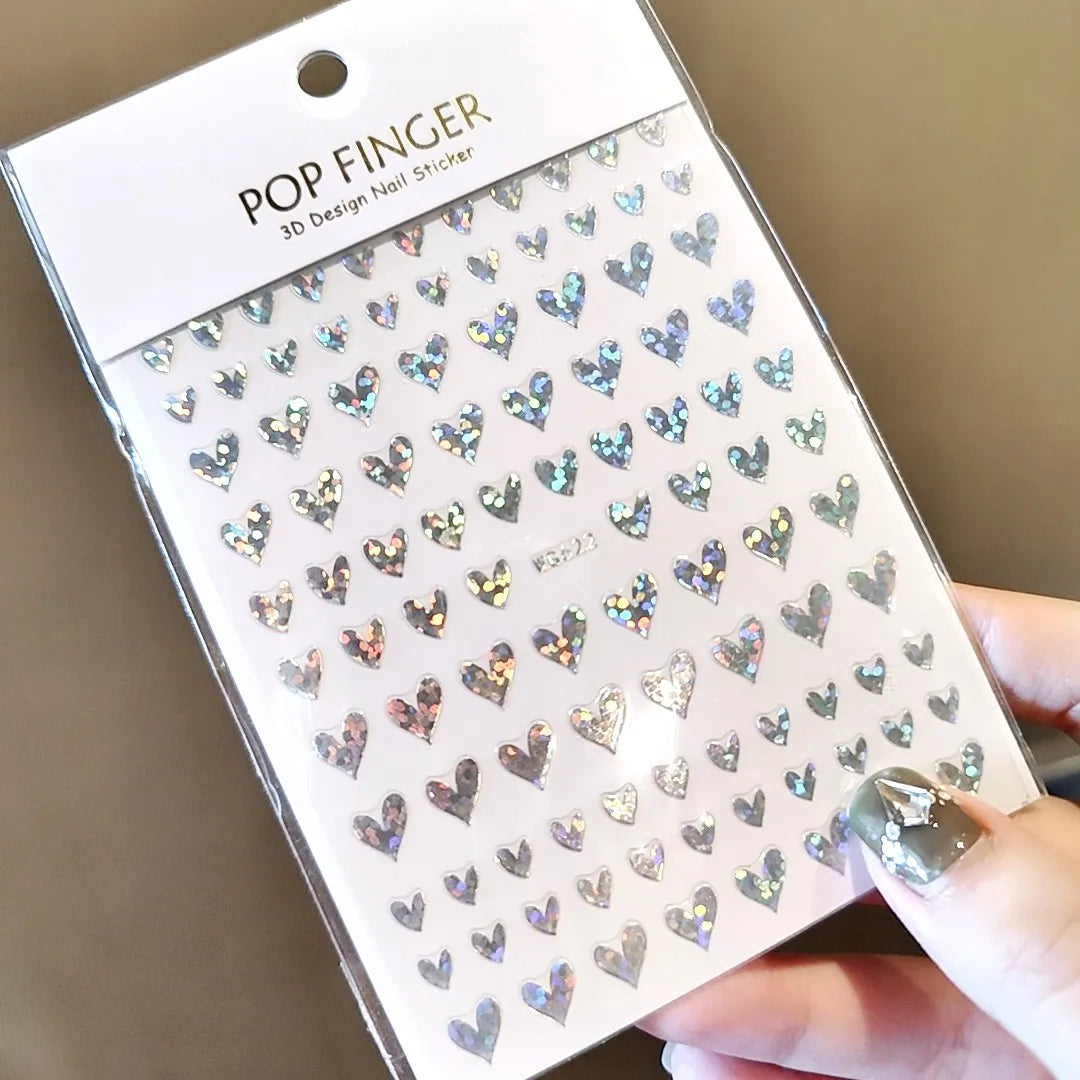 Shiny Gold Star Moon Sun Nail Stickers for Manicure Accessories Heart Feather Animals Printing Self Adhesive Nail Wrap