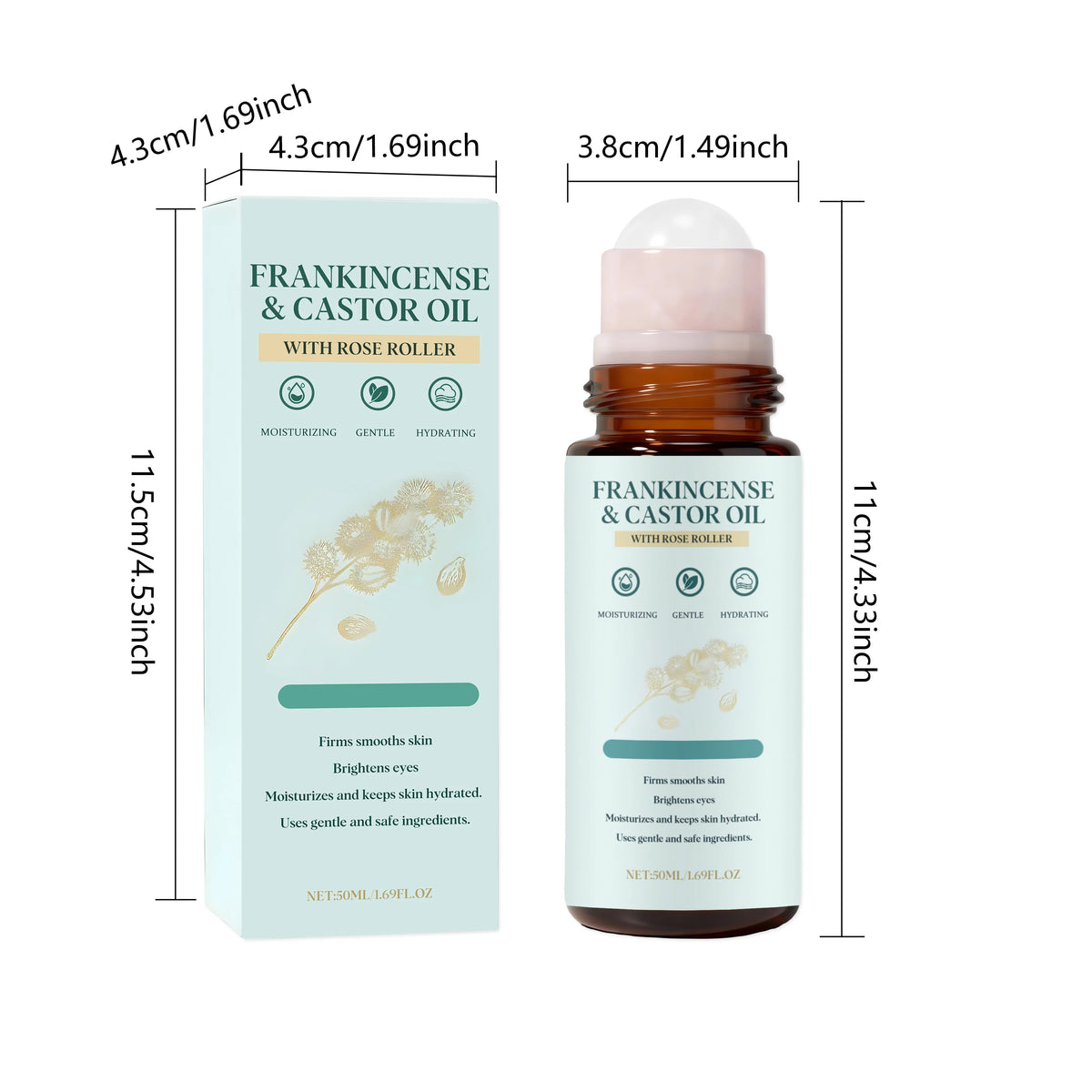 Frankincense Castor Oil Rollerball Soothing & Nourishing Roll-On Oil Improve Dryness Repair Portable Aromatherapy Body Skincare