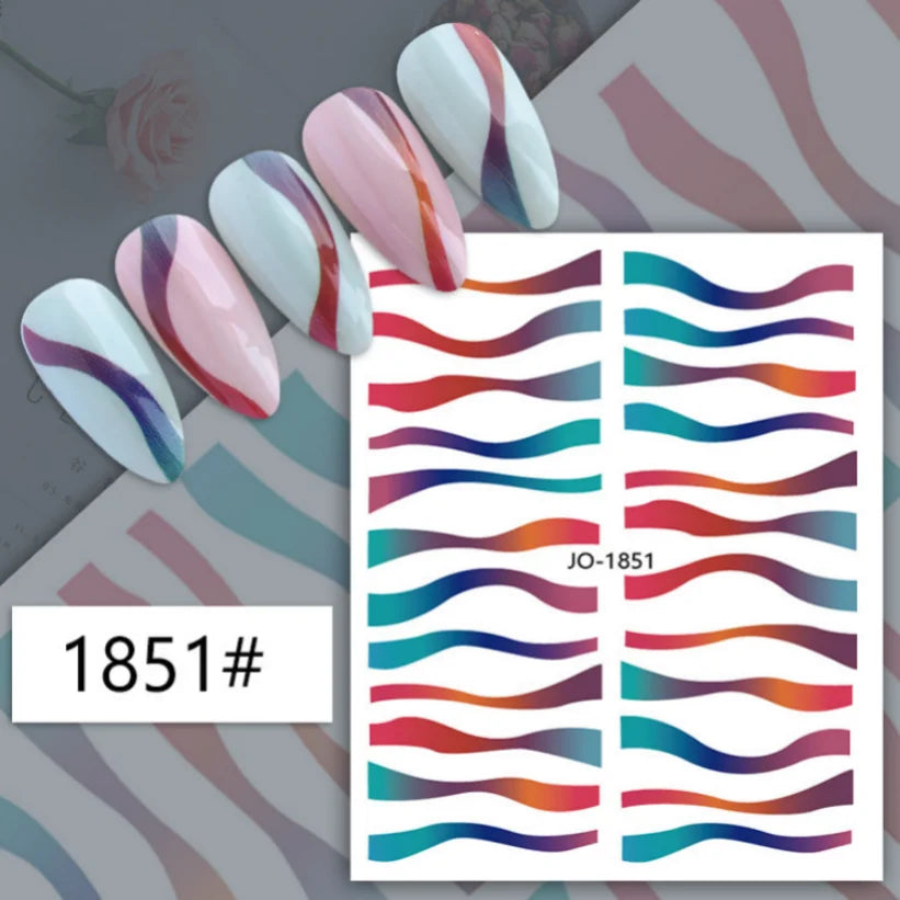 Nail Stickers 3D  Metal Line Sliver Gold Thorns Vine Curve Stripe Lines Tape Swirl Sliders Manicure Adhesive Gel Nail Art Decals