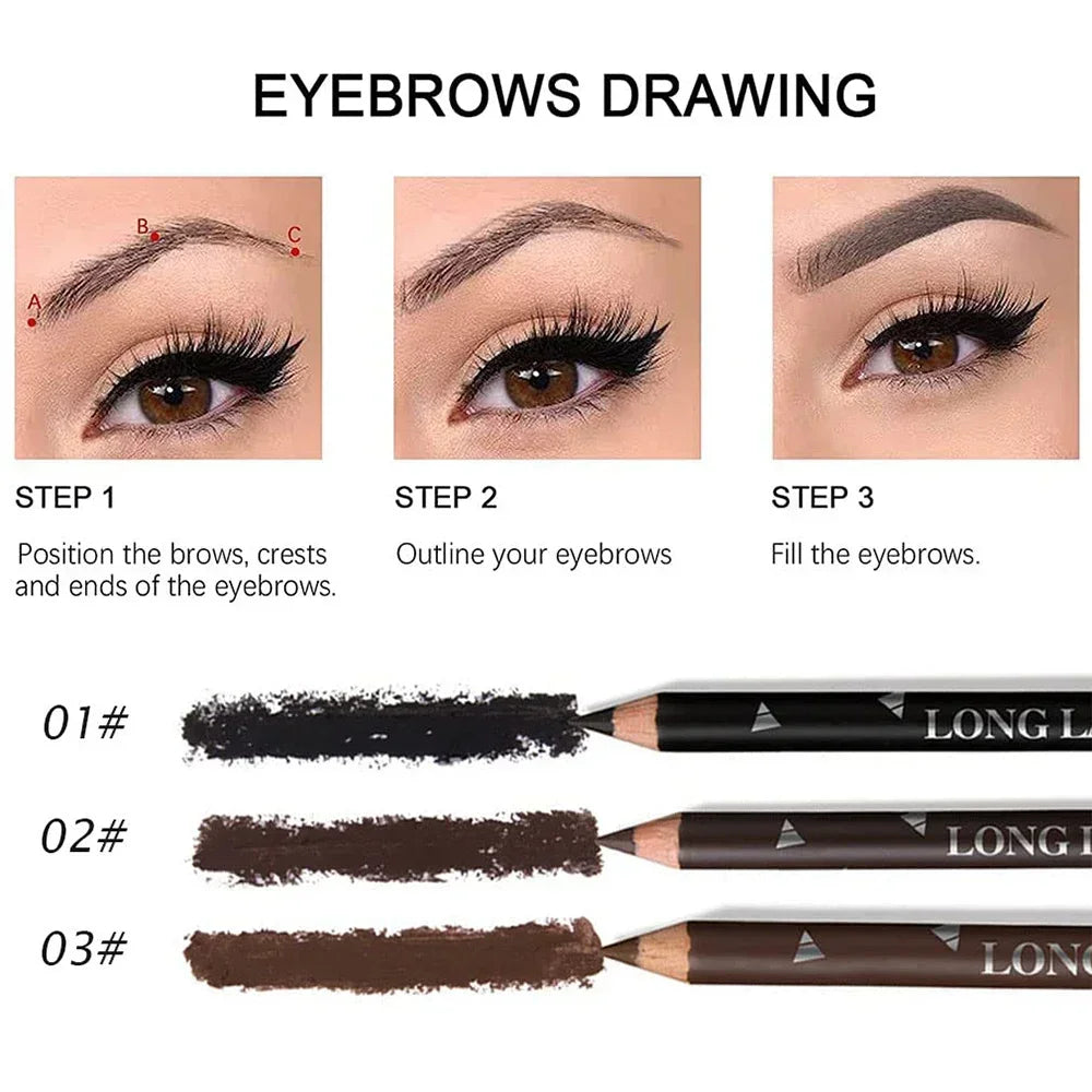 6/12PCS Eye Brow Pencil Waterproof Professional Women Eye Makeup Pen Easy Color Natural Black Brown Cosmetic Beauty Eyebrow Tool