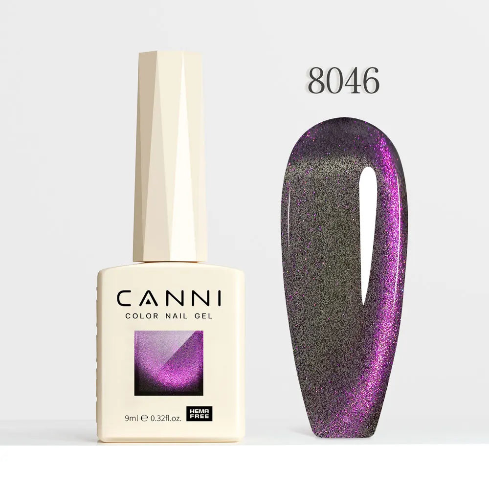 CANNI TPO/HEMA FREE Cat Eye Gel Nail Polish 9ml 48 Colors High Gloss UV-Removable Nail Art for Salon & DIY Manicure