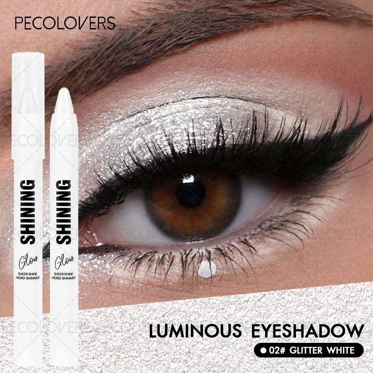 1PC Silvery Eyeshadow, White Eyeshadow, Eye Highlighter, Shimmering, Waterproof and Long-Lasting, Suitable for All Skin Tones