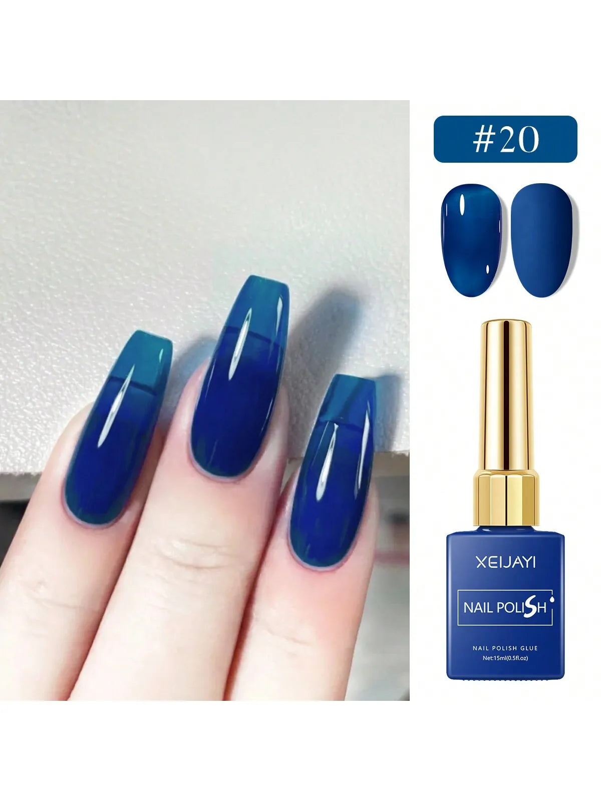 6Colors 15ml Blue Gel Nail Polish Series Starter Pure Soak Off No Wipe Nail Gel Polish Suitable For All Seasons