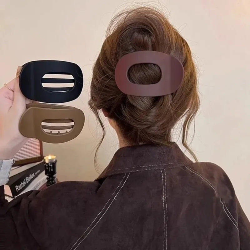 Leopard Matte Oval Hair Claw Clip for Women Fashion Curved Flat Acrylic Barrettes Styling Hair Accessories