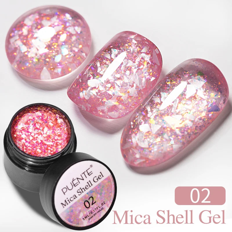 PUENTE 5ml Flower Fairy Gel Nail Polish Pink Blue Purple Natural Dried Flowers Gel For Nail Art Soak Off UV Varnish For Manicure
