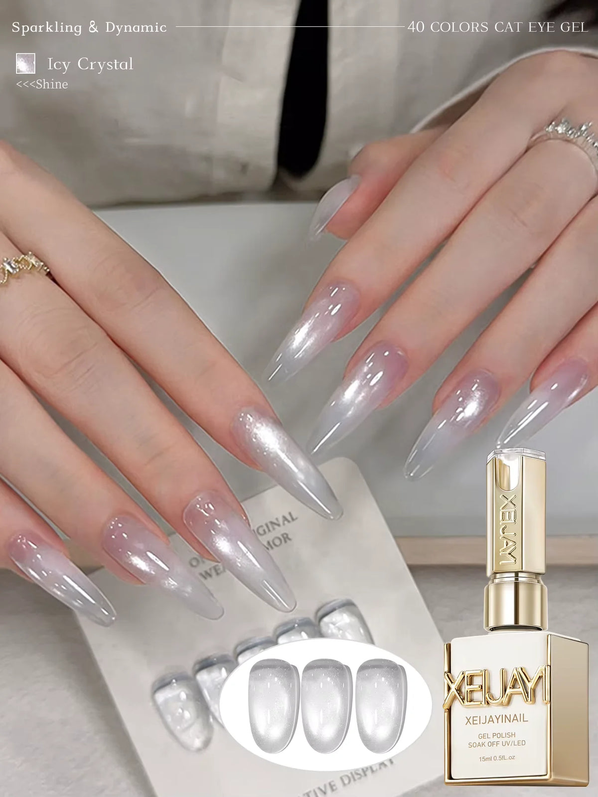 XEIJAYI 1Pc 15Ml Colorful Cat Eye Nail Gel Polish, Semi-Permanent Nail Art, Soak-Off UV LED Gel for Nail Salons & DIY Manicure