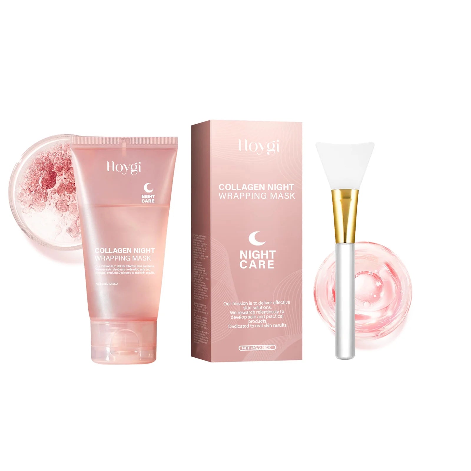 Collagen Night Wrapping Mask Moisturizing Firming Peel-Off Mask Gel Face Deep Cleansing Pores Hydrating Brightening Facial Mask