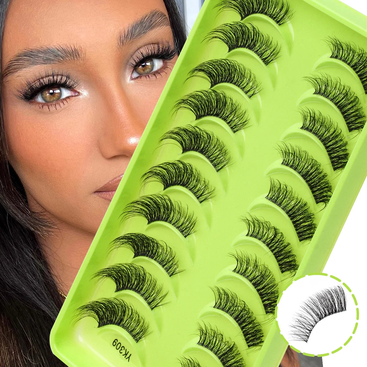 New Half Eyelashes 3/10 Pairs Half Lashes Natural 3D Cat Eye Lashes Clear Stem False Eyelash Extension Makeup Faux Cils Maquiage