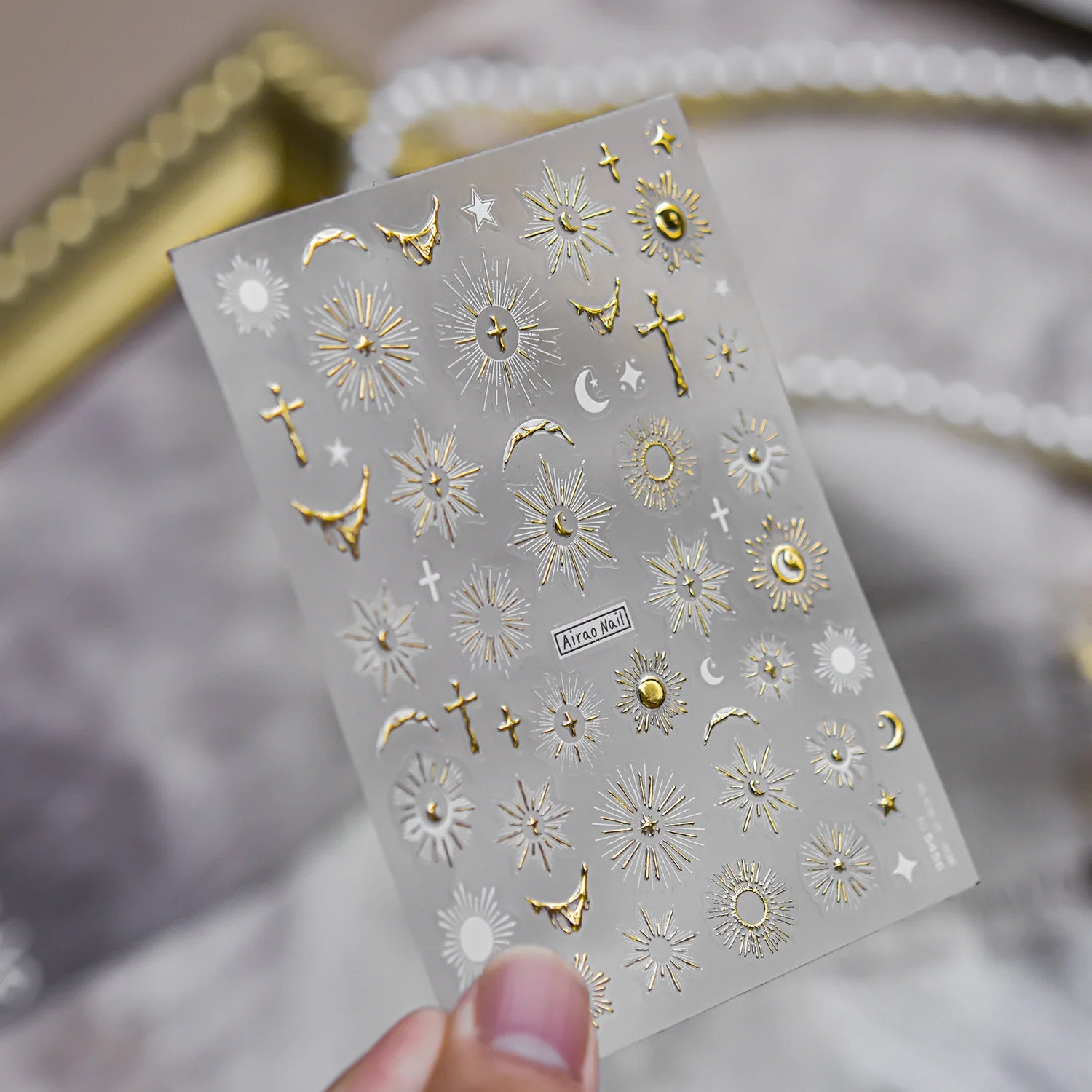 Light Blue 5D Nail Art Stickers Cartoon Cat Cherry Apple Clock Starfish Shell Blossom Decal Self Adhesive Sweet Fresh Manicure