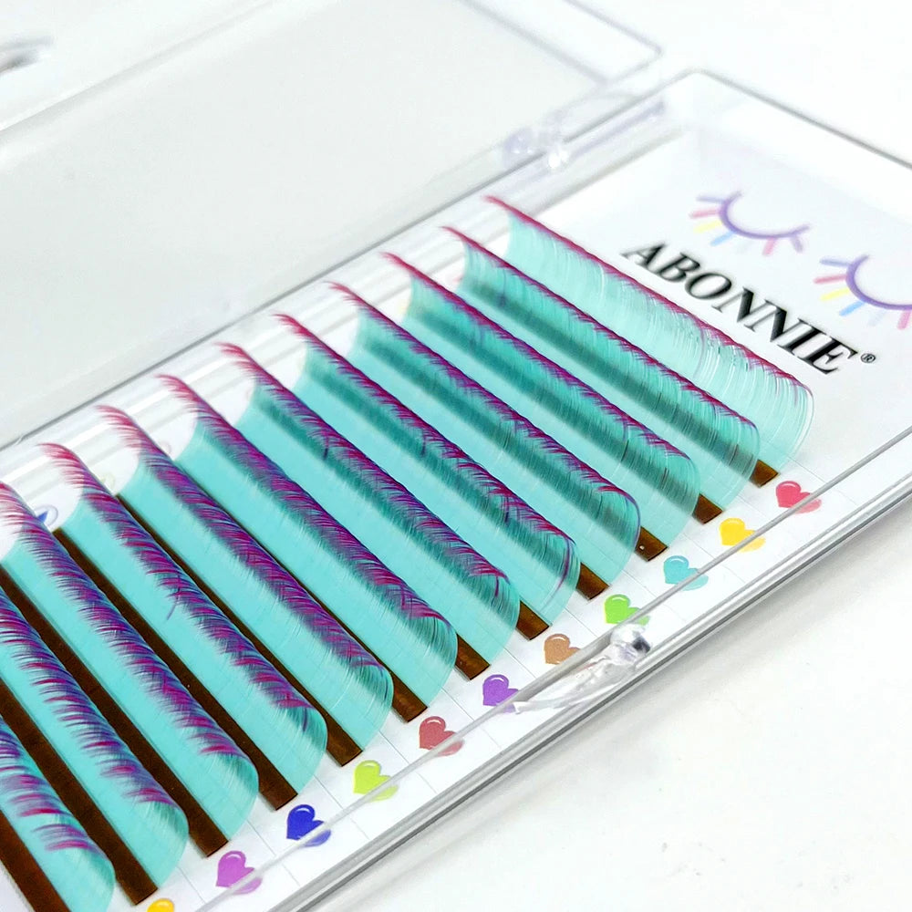 ABONNIE Ombre Colored Classic Volume Eyelash Extensions Handmade Fluffy Colored Lashes Volume Supplies