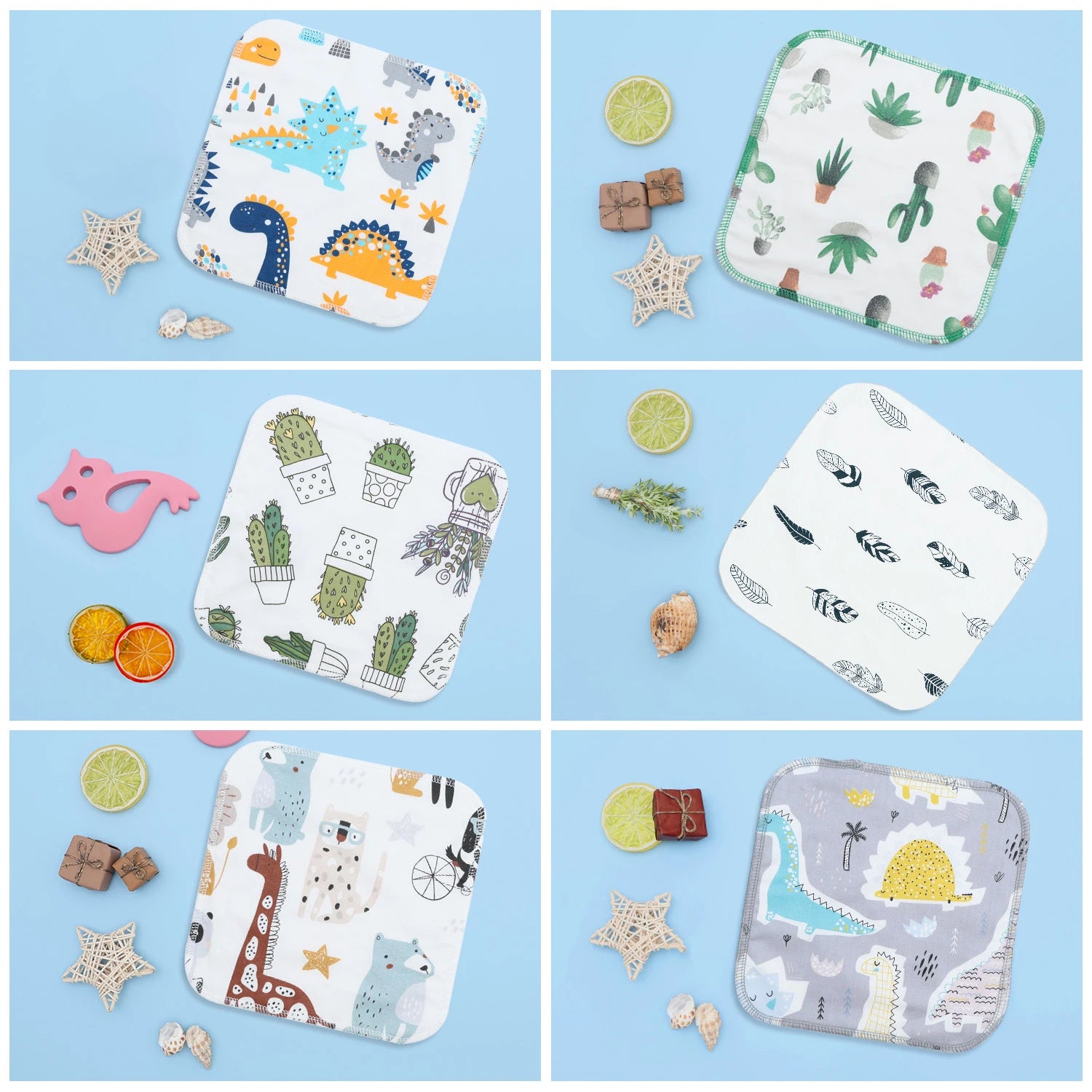 (6pcs per set) Baby Cotton Bamboo Wipes Reusable Baby Wipe Fashion Washable