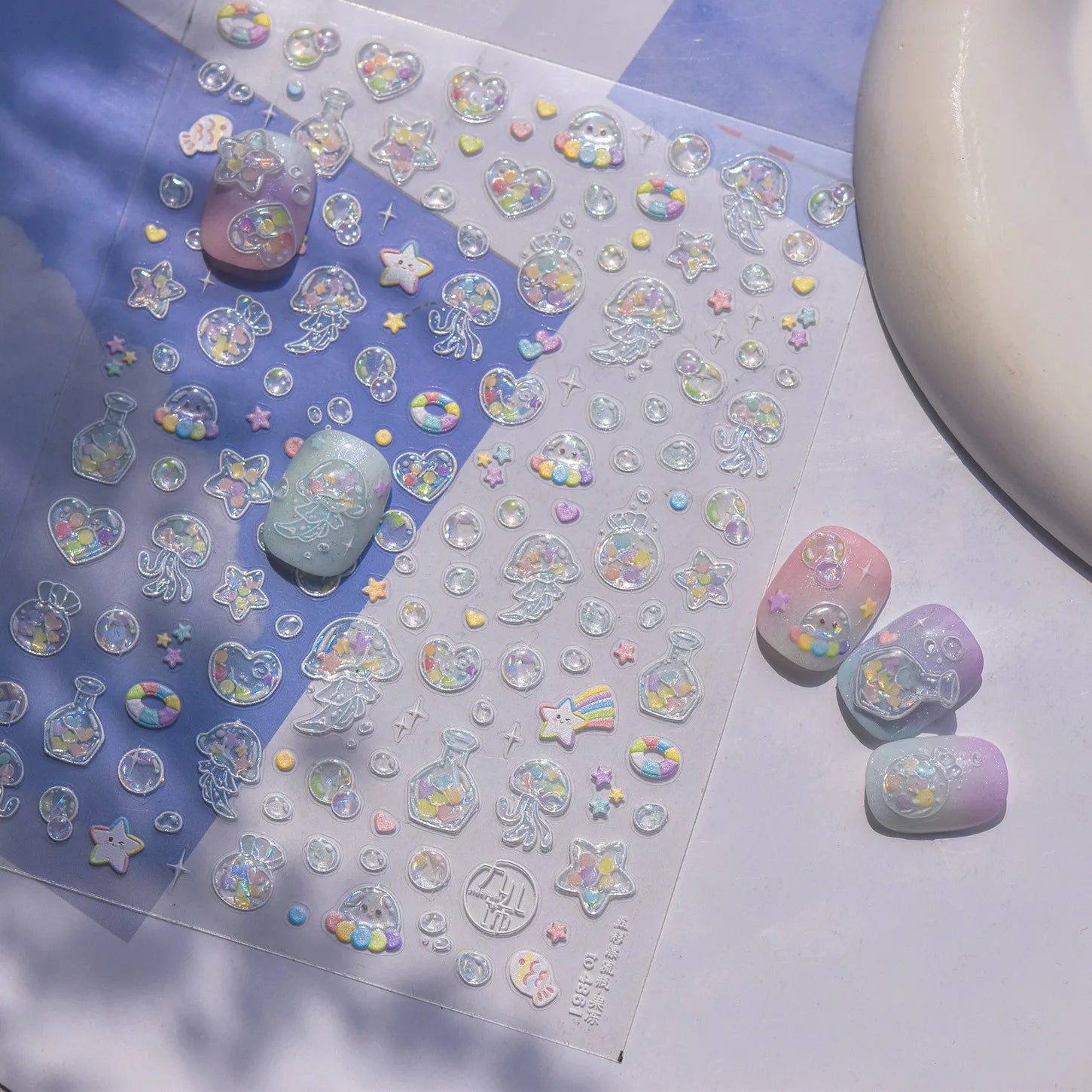 5D Rich Goldfish Nail Stickers Lotus Carp Ribbons Nail Art Appliqués Handmade Creative Nail Art Decorations