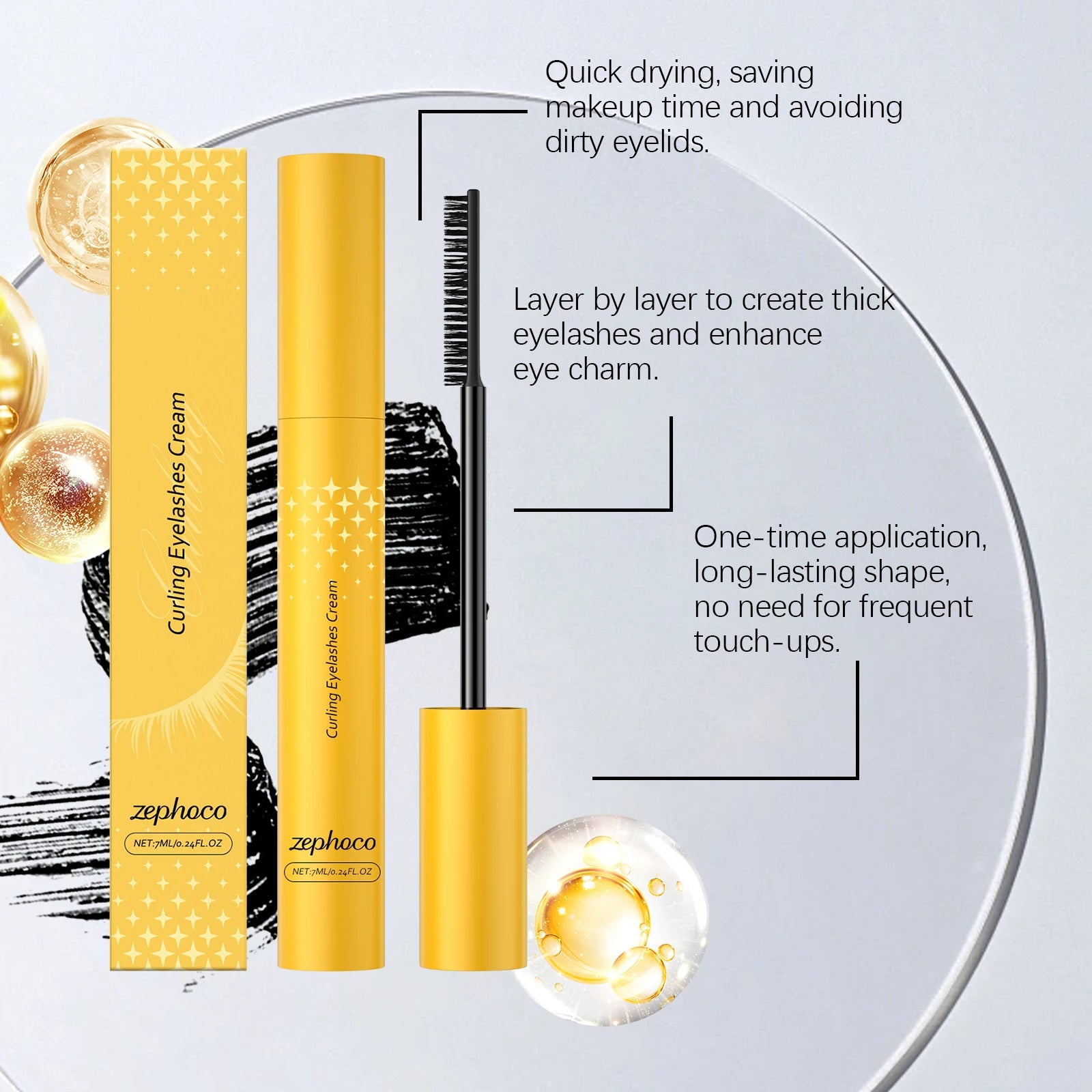 Silk Fiber Lash Mascara Waterproof Natural Lengthening Thickening Smudge-Proof No Clumping Lash Extensions Black Eyelash Mascara