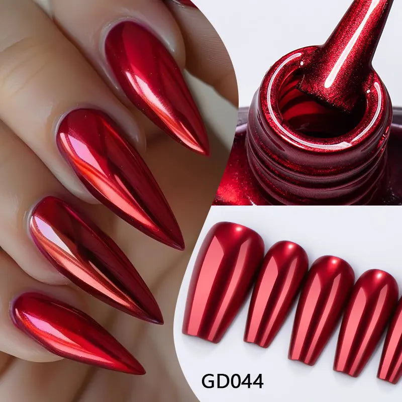 MTSSII 7.5ml Metal Nail Polish, Silver Gold Red Yellow UV LED Soak Off Metallic Nail Art Varnish Quick-Drying Air-Dry Formula