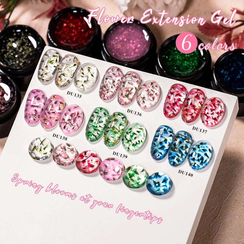 Flower Quick Extension Gel Nail Polish Dried Flower Acrylic Extension Construct UV Hard Gel Semi Permanent Nail Art Varnish DIY