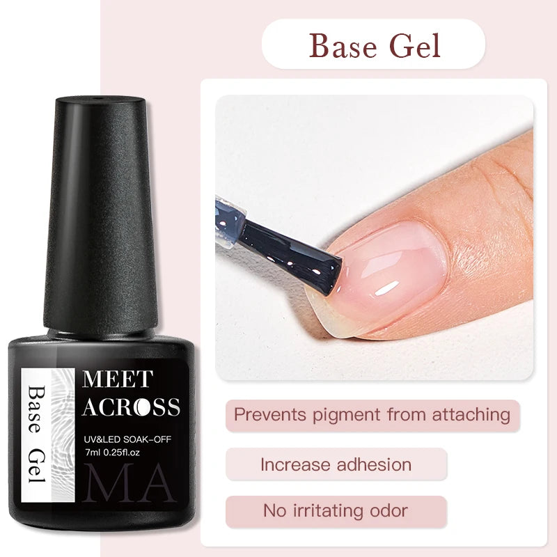 MEET ACROSS 7ml Dark Color Glitter Top Coat Gel For Nails Brocade Powder 2 In 1 Chameleon Nail Art Gel Varnish Manicure