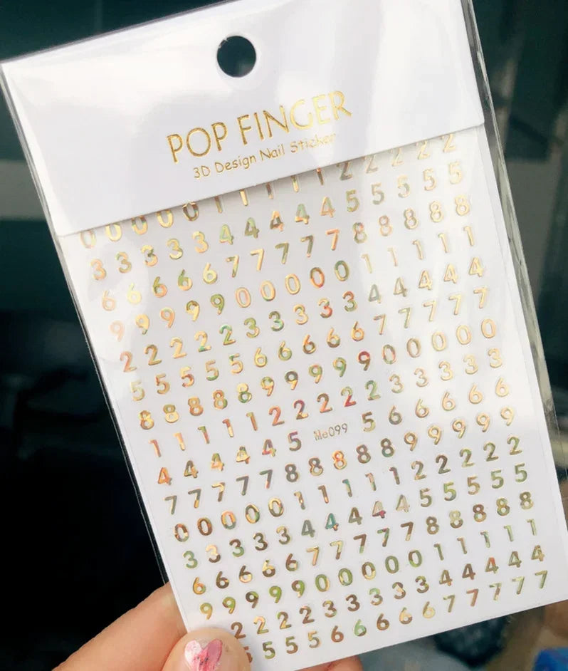 Numbers Decals Roman 26 English Alphabet 3D Self-adhesive Nail Art Decal Sticker Word Small Letter Nail Tattoos Decal Stickers
