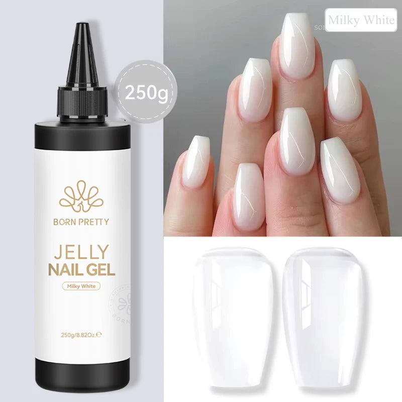 BORN PRETTY 250g Super Top Coat Gel Nail Polish Base Gel Matte Top Coat Jelly Gel Rubber Base Gel Soak Off Big Volume Varnish