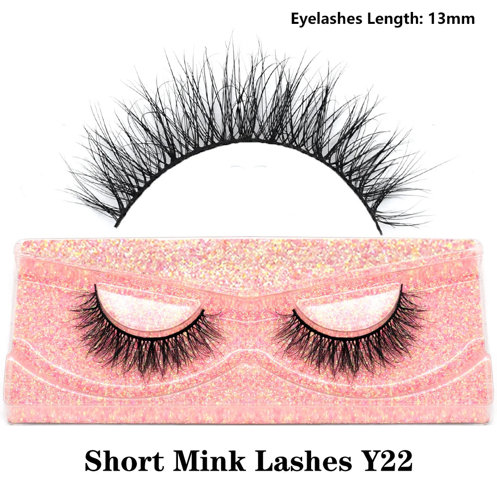 FOXESJI Real Mink Fluffy Short Eye Lashes Extension Wispy Soft Natural Short False Eyelashes Daily Wear Full Strip Lashes Makeup