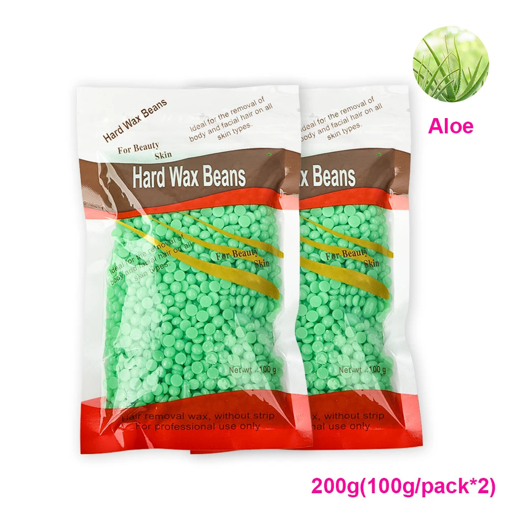 100g-400g hard wax beans Solid Hair Remover No Strip Depilatory Hot Film Wax Bead Hair Wax Heater Removal for Full Body